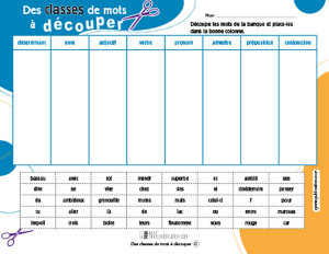 Des classes de mots à découper