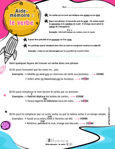 Aide-mémoire : le verbe