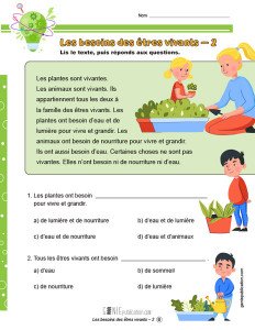 Les besoins des êtres vivants – 2