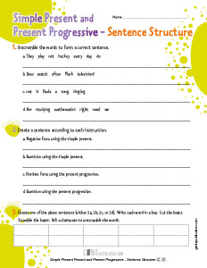 Simple Present and Present Progressive – Sentence Structure