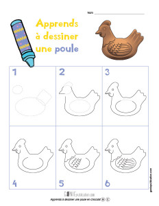 Apprends à dessiner une poule en chocolat