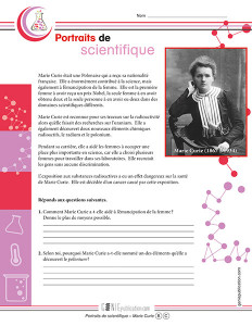 Portraits de scientifique – Marie Curie