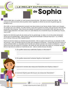 Le projet entrepreneurial de Sophia